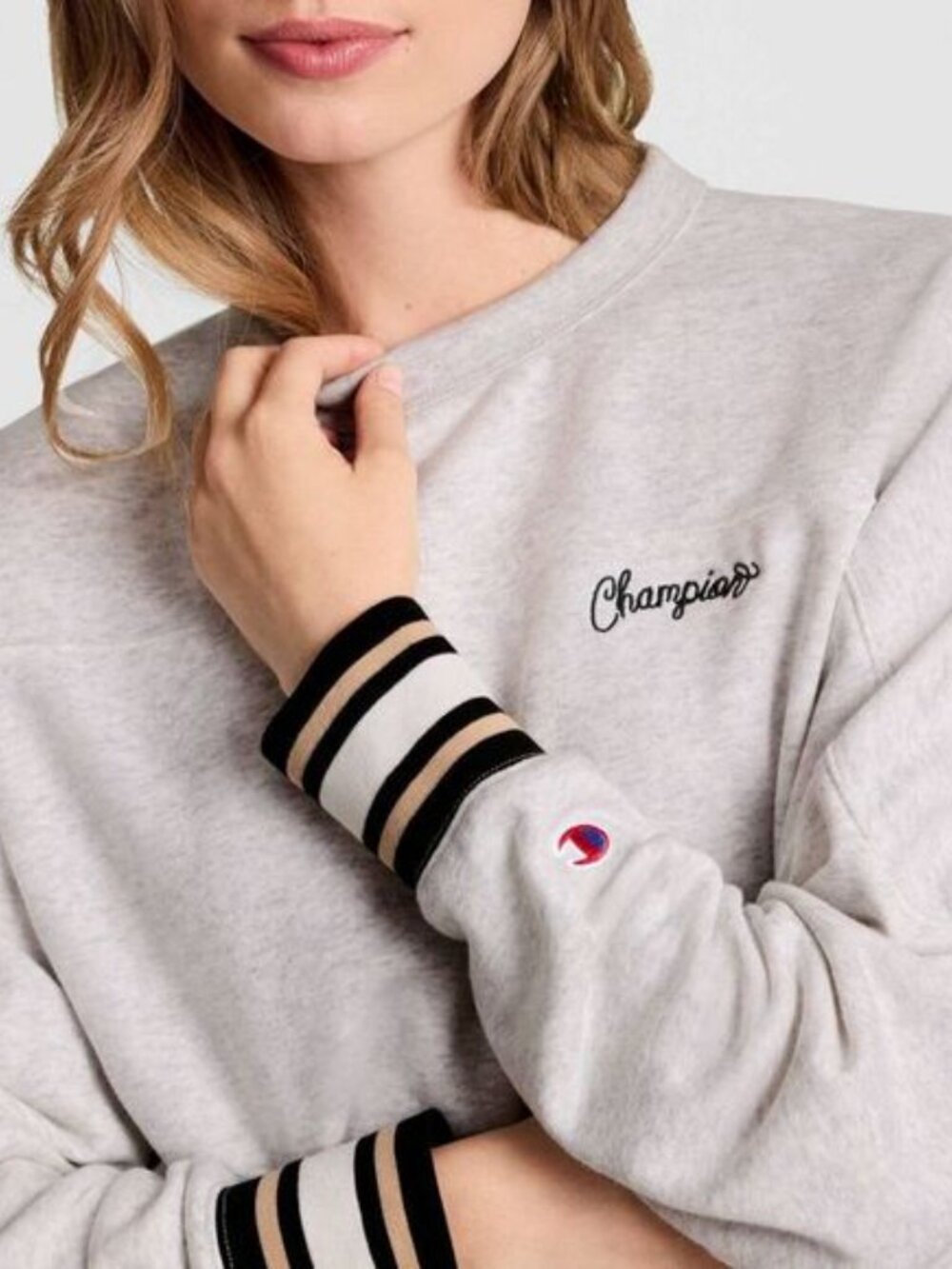 Champion Elective Cropped Crew Sweatshirt NWT! Heather Grey